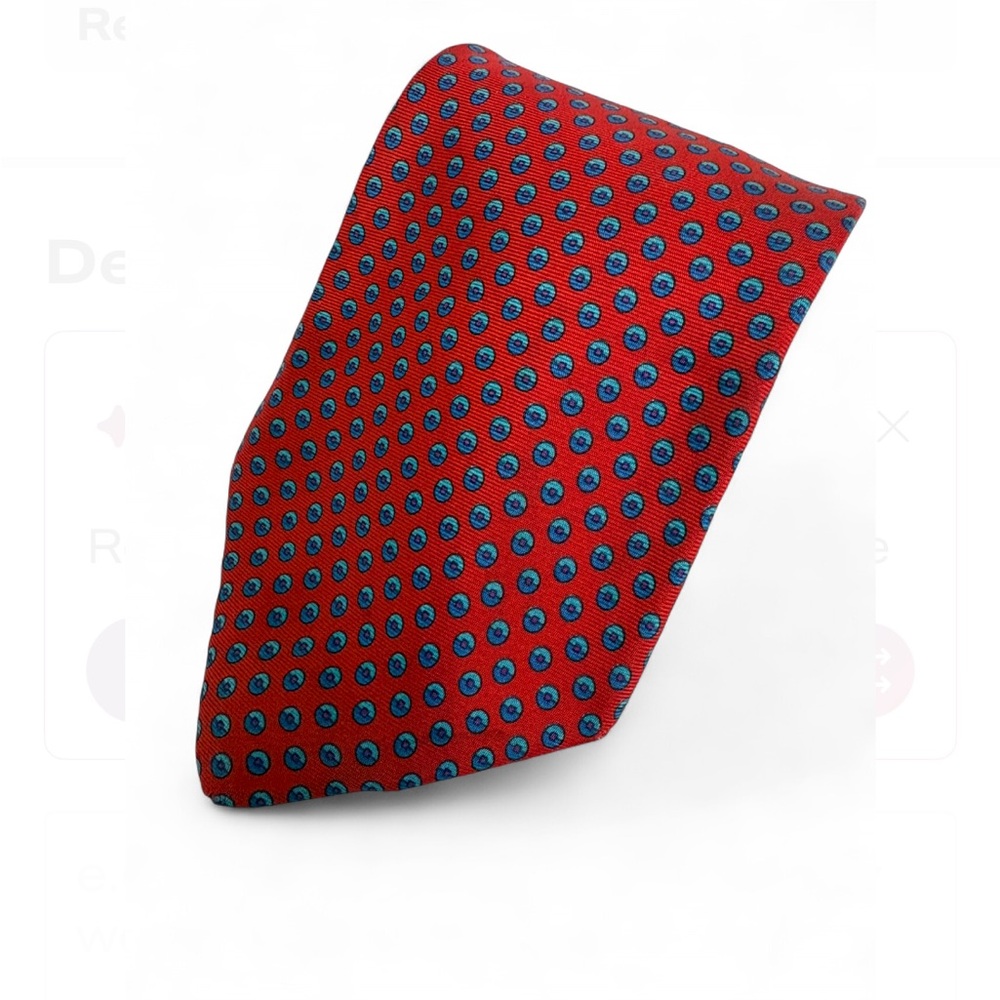 Men's Red Patterned Silk Tie - Picture 3 of 4